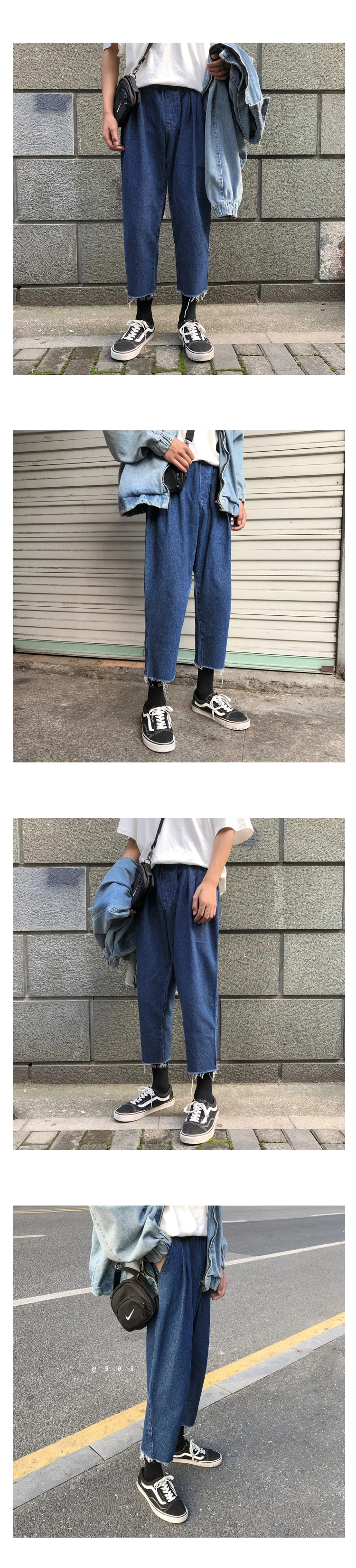 Men's Baggy Homme Casual Pants Classic Style Cargo Pocket Jeans Male Black/blue Color Biker Denim Loose Trousers Size M-2XL