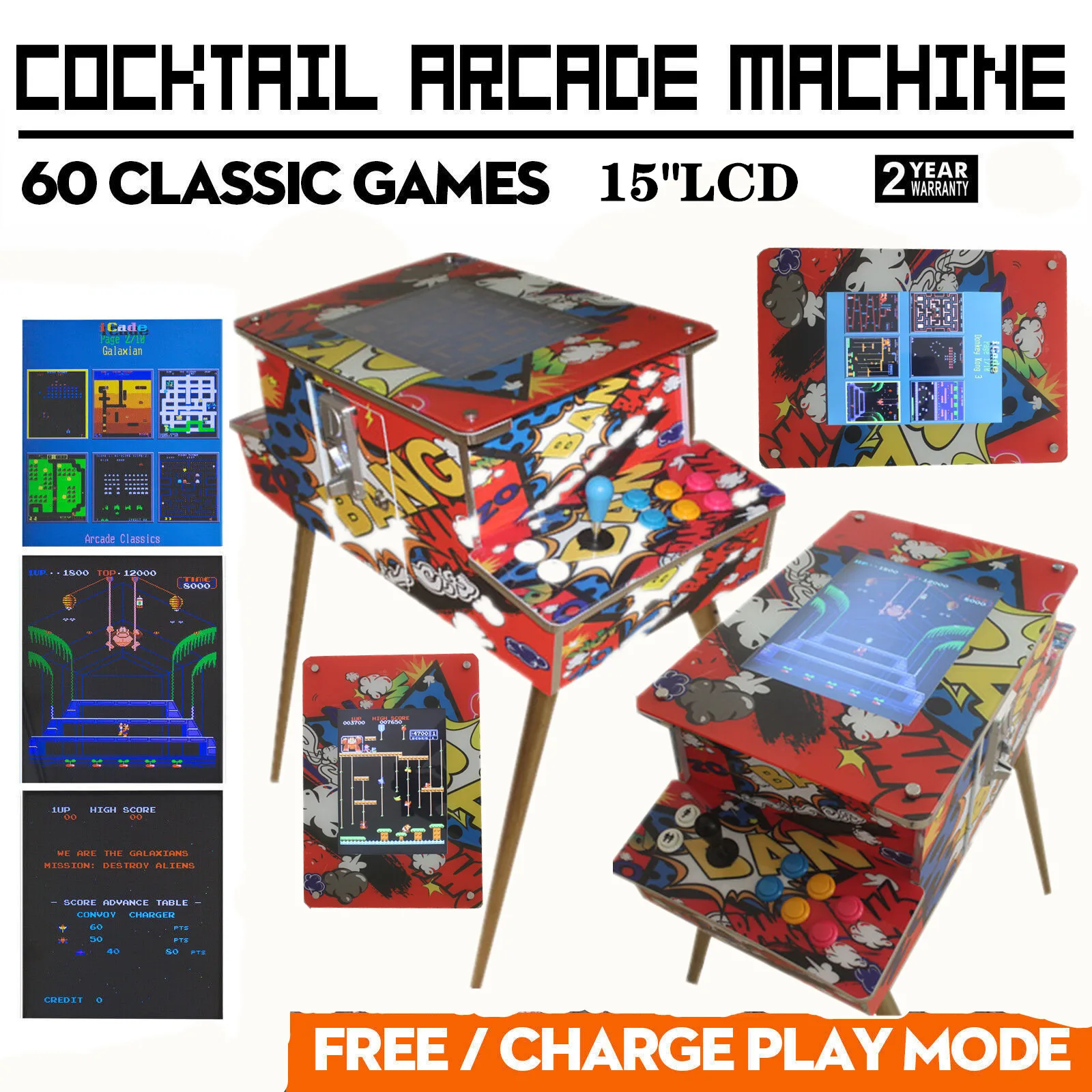 Коктейльная аркадная машина с 60 классическими играми монета режим видео игры коммерческий(1" lcd