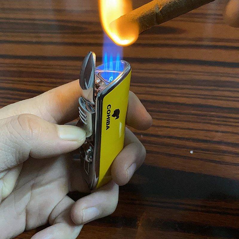 Зажигалка для сигар COHIBA Power Jet с тройным пламенем металлическая турбонаддувная