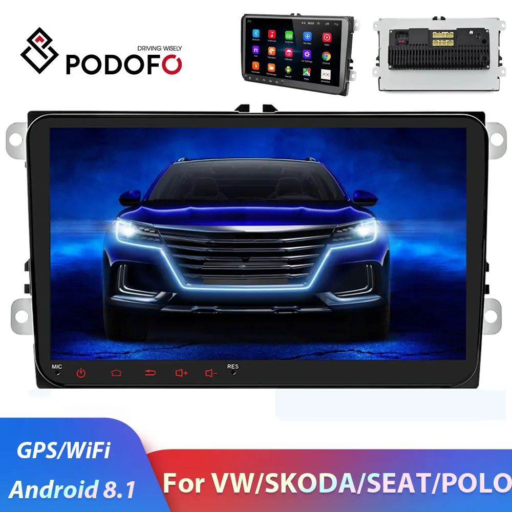 Podofo 2 Din Android автомобильное радио 2DIN автомобильный мультимедийный плеер GPS 2din