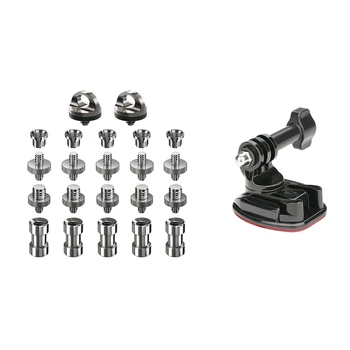 

Camera Screws, 22 Pcs Converter Threaded Screws Adapter & 1set 360 Degree Rotate Swivel Helmet Surface Buckle Strap