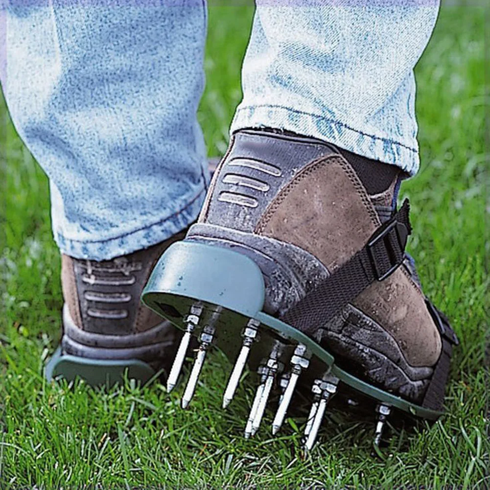 1 Pair Lawn Aerator Shoes Garden Yard Grass Cultivator Scarification Nail Tool Gardening Walking Sandals Yard