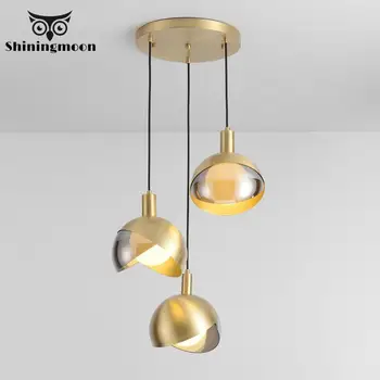 

France Luxury Glass Pendant Lights Creative Gold Art Kitchen Lights Hanging Restaurant Living Room Hanging Lamp Light Fixture