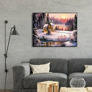 

Oil Painting Decor Lakeside House Building Frameless Canvas By Numbers Nature Landscape Pictures DIY For Home Decoration Gif