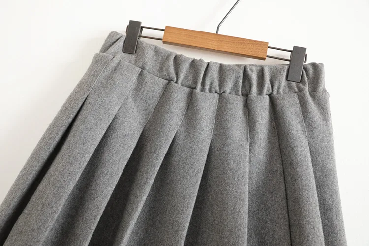 Blvyisla, 3XL, плюс размер, однотонная эластичная Зимняя шерстяная плиссированная юбка с высокой талией, женские супер большие мини юбки, черные, серые