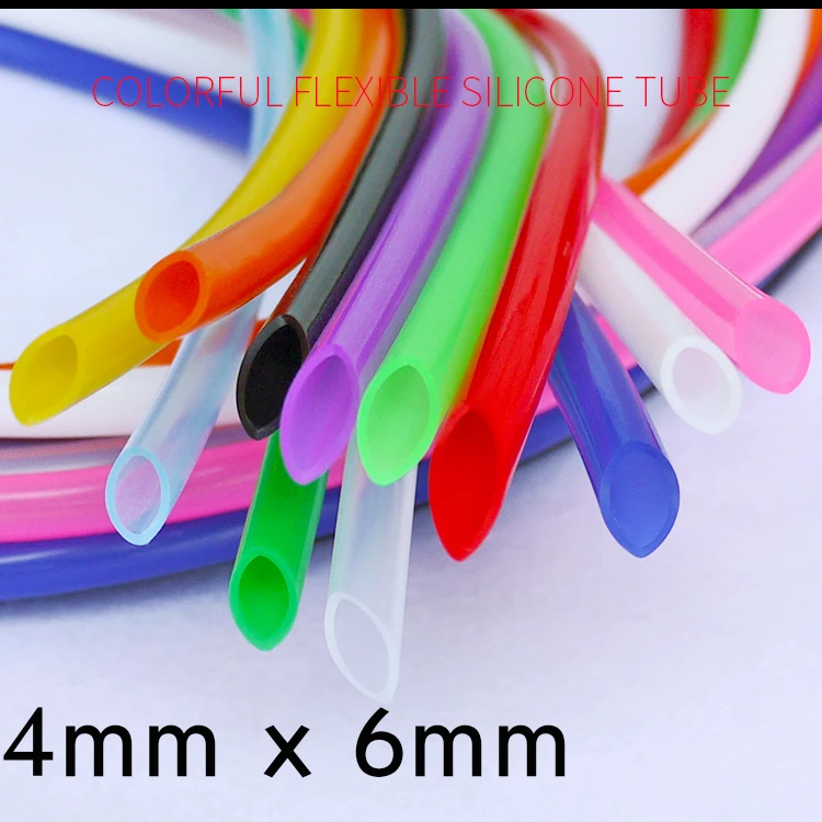 

Colorful Flexible Silicone Tube ID 4mm x 6mm OD Food Grade Non-toxic Drink Water Rubber Hose Milk Beer Soft Pipe Connector