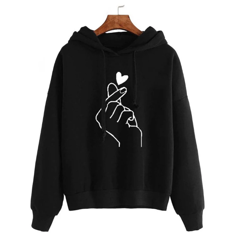  Oversized Women Hoodies Korean Style Printed Drawstring Sweatshirt Woman Hooded Long Sleeve Ladies 