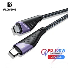 Floveme pd 100w usb c para usb tipo c cabo para macbook ipad xiaomi carregamento rápido 60w usb c para iluminação carregador cabo para iphone