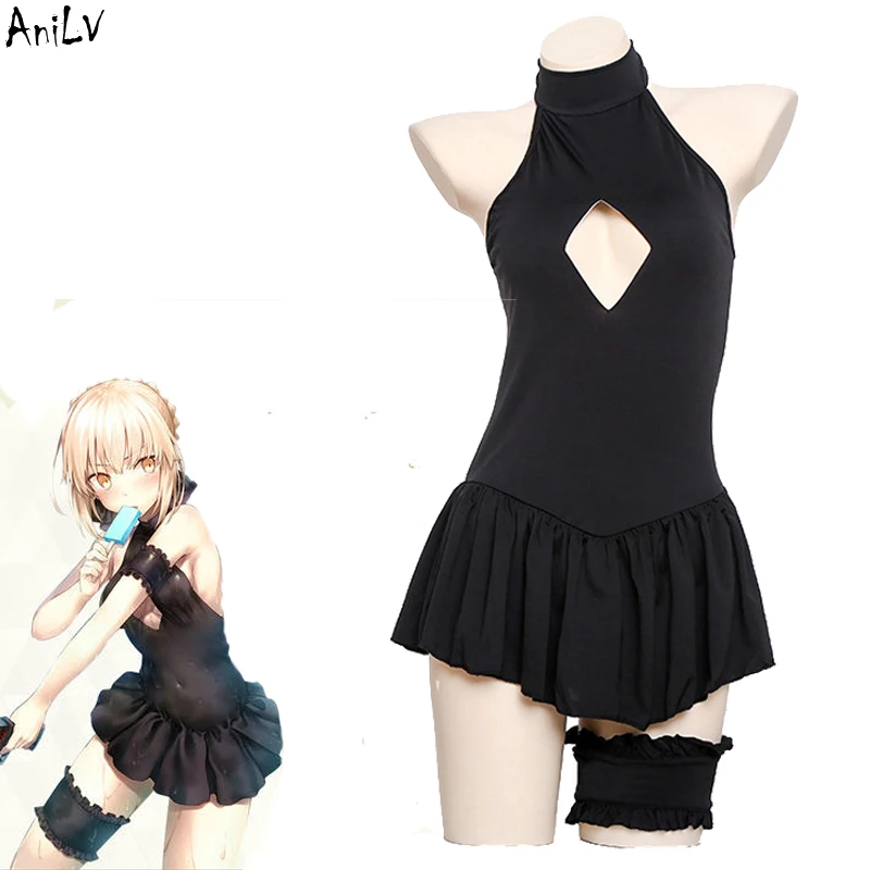 Anilv Anime Giapponese Arturia Pendragon Sabre Altera Halter Dress Costume Da Bagno Costume Da Bagno Senza Schienale Uniforme Pool Party Cosplay