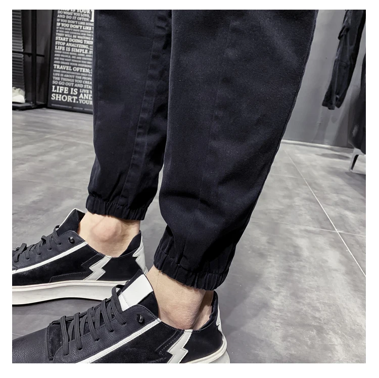 Pantalones hombre, Осень-зима, уличная одежда, мужские брюки-карго, универсальные, с боковыми карманами и лентами, повседневные мужские штаны для бега в стиле хип-хоп