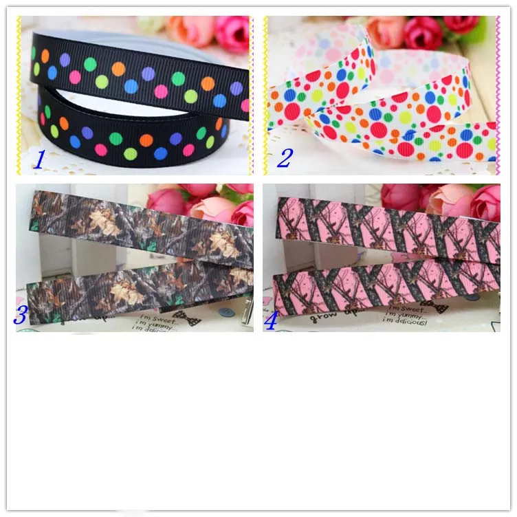 

Бант в горошек с камуфляжным принтом, 16 мм, D182