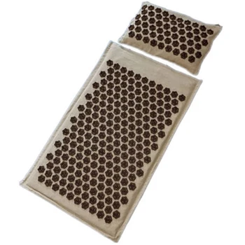 

Mat Massager and Pillow Set Relaxation Relieve Stress Body Stress Pain Cushion Mat Lotus Acupressure Yoga Mat-Coffee