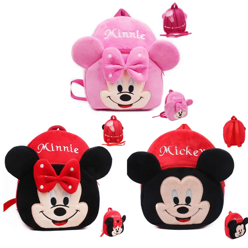 Disney toys Plush Backpack Stitch Mickey Mouse Minnie Winnie the Pooh Children Kindergarten school bag Christmas halloween gift new fashion rubber boots for children boys tide boots autumn winter warm cotton ankle boots for kindergarten girls kids boots