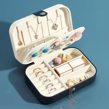 

Casegrace Jewelry Casket Packing Cosmetic Storage Box Makeup Organizer Multi-function Jewelry Case Portable Leather Earring Ring