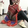 Women National Geometric Cloak Tassels Shawl Knitted Spring Hedging Mohair Fringed Knit Scarf Jacket Long Shawl Casual Poncho ► Photo 2/6