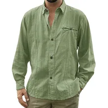 Мужские повседневные рубашки размера плюс 3XL с отложным воротником и пуговицами, однотонные пляжные хлопковые рубашки с длинным рукавом и v-образным вырезом, мужские летние рубашки для мужчин