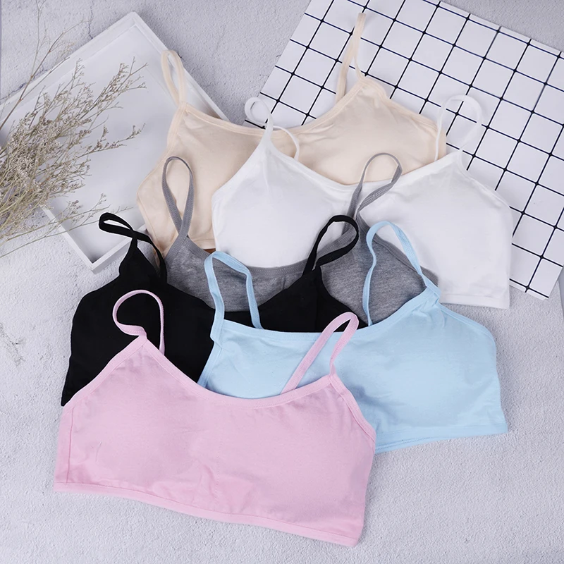 Teen Girls Student Underwear Soft Padded Cotton Bra Young Girls For Yoga Sports Training Camisole Vest Teenagers Bra 8-18Y