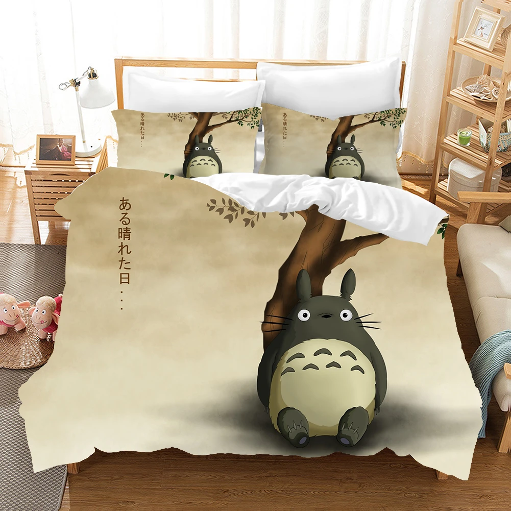Kids My Neighbor Totoro Bedding Set Cartoon Cute Children Home Decor Bed Linen Quilt Duvet Cover Sets Single Queen King Size Bedding Sets Aliexpress