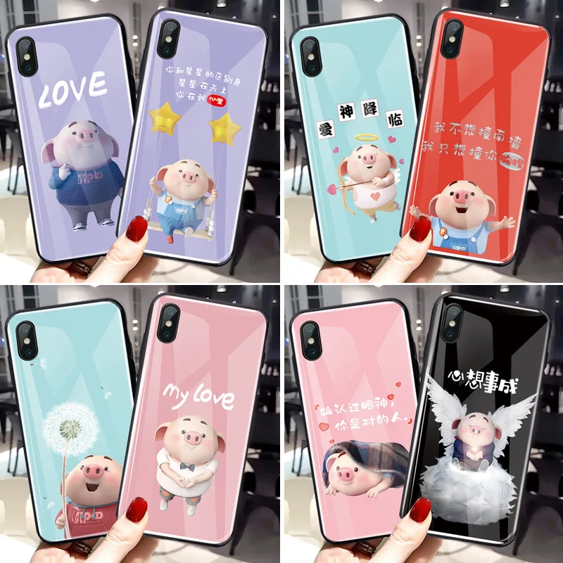 Для iPhone XS MAX i8 i8 Plus i6 i6s Очаровательная Милая свинья пара Любовник закаленное стекло защитный для iPhone 8 Plus