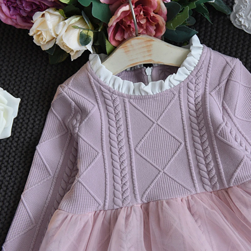 Sodawn/платье для девочек; детская одежда; Детские платья для девочек; праздничное платье; вязаный свитер с длинными рукавами; платье принцессы для маленьких девочек
