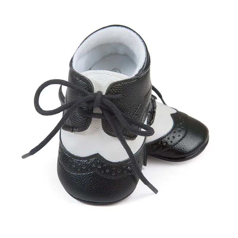 Newborn Baby Boy Girl First Walkers Shoes Soft Rubber Bottom Solid Leather Oxford Dress Toddler Moccasins Crib Infant Shoes 2