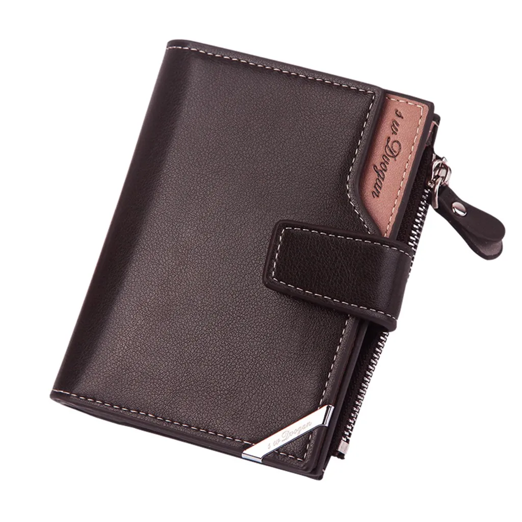 Мужская одноцветная Длинная кожаная Ретро винтажная стильная сумка для карт, кошелек, деловая кредитная карта, держатель для ID, тонкая Сумочка для монет - Цвет: Coffee