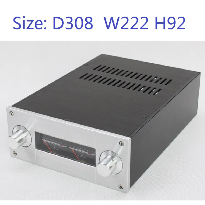 

VU Meter Head Hifi Enclosure DIY Anodized Aluminum Power Amplifier DAC Decoding Shell Preamp Headphone Amp Chassis D308 W222 H92