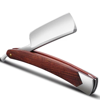 

Stainless Steel Straight Razor Antique Folding Shaving Razor Men's Folding Shaving Knife Hair Removal Tools Wooden Handle