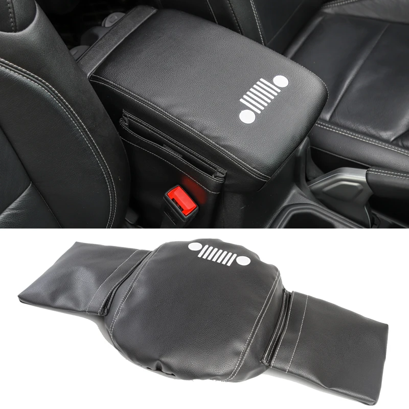 

YCCPAUTO 1Pcs Leather Armrests Box Pad Cover For Jeep Wrangler JL 2018+ Accessories Armrest Box Storage Bag Car Styling