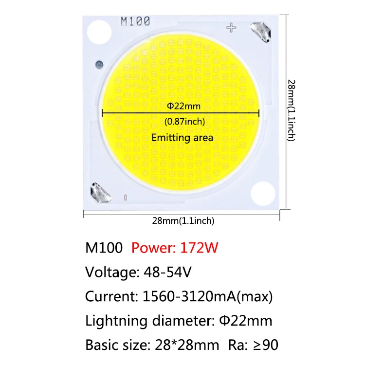 M100 172W Фонарь10в 18В 21 Вт 37 50 Вт 80 Вт 100 Вт 172 Вт 300 Вт Высокая плотность светодиодный COB светодиодный лампы Чип небольшой Размеры чип лампа умная интегральная микросхема для Светодиодный свет "сделай сам" - Испускаемый цвет: M100 172W