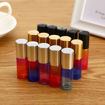 

5pcs 5ml Roller Balls For Essential Oil Bottles Empty Perfume Bottle Roller Ball Bottle Mini Gradient Color Refillable Bottles
