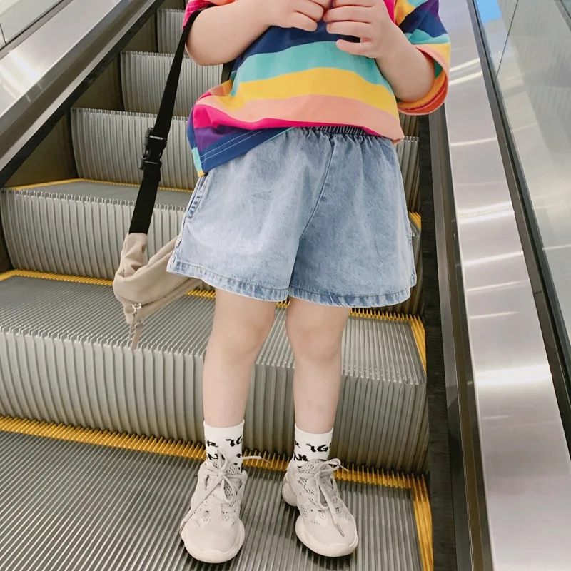 Cong Little Sister Summer New Style Crawler Children‘s Jeans Shorts Girls' Denim Shorts Korean-style Casual Pants