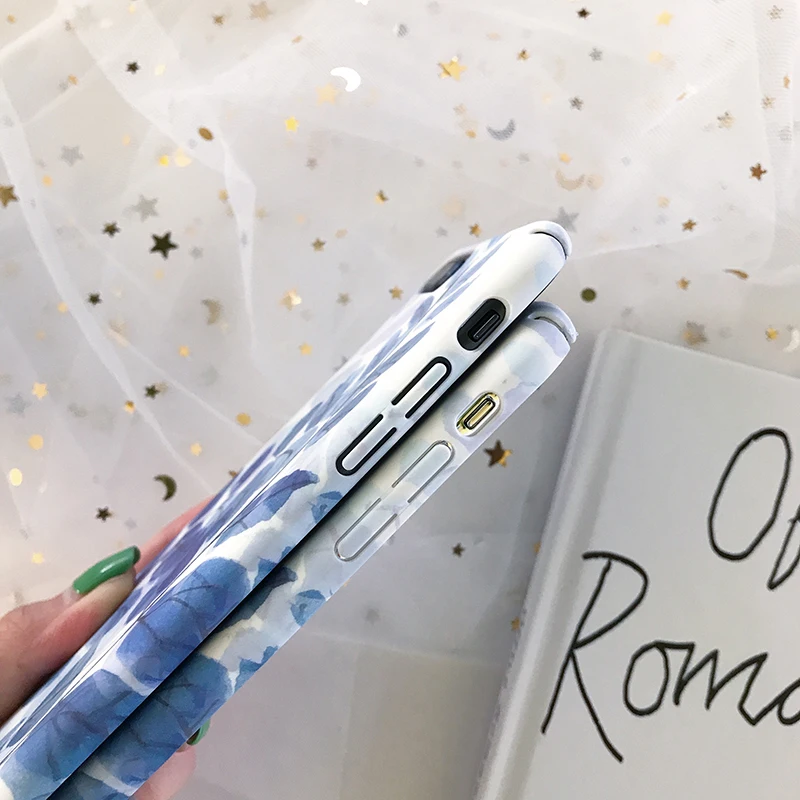 Жесткий чехол для телефона s из поликарбоната для iphone 11Pro XS MAX X XR, чехол с синими листьями для iphone 6, 6s, 7, 8 Plus, 11, задняя крышка, fundas Capa