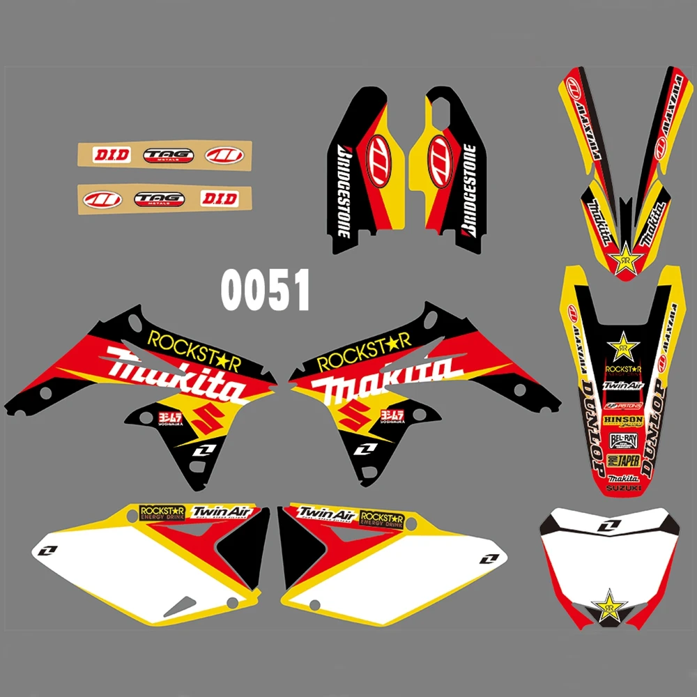 Для SUZUKI RMZ450 2008- Графика наклейки на заказ Номер Наименование лента 3M Полный мотоцикл Фоновые наклейки аксессуары