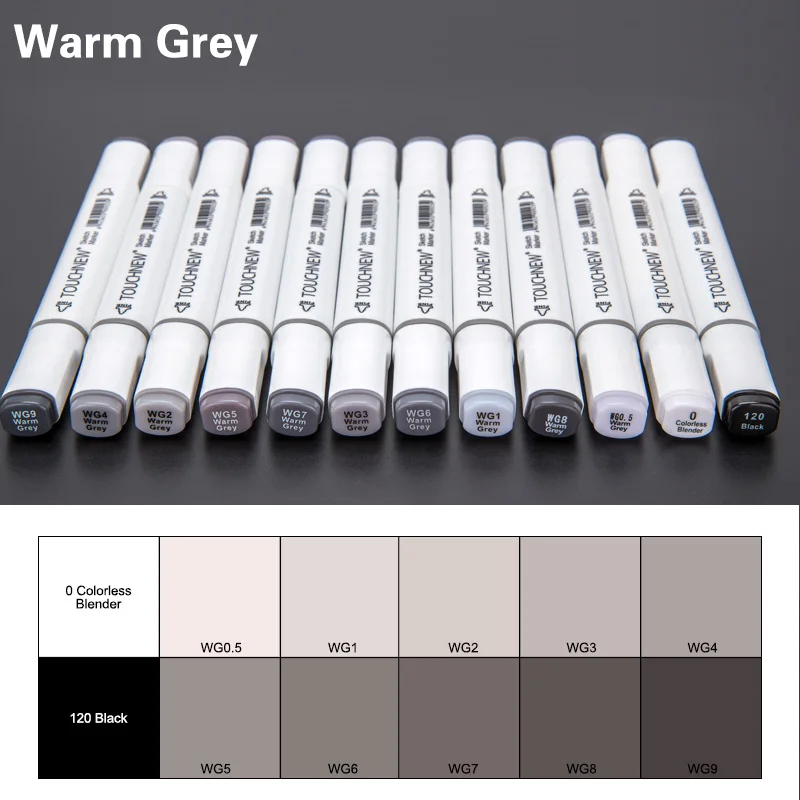 

TOUCHNEW 12/30Color Cool Gray Marker Warm Gray Marker Set Dual Tips Alcohol Based Art Marker for Drawing Manga Mark Art Supplier