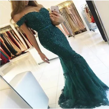 

Sexy Appliqued Lace Beading Off-shoulder Mermaid Prom Dresses Fashion Sweetheart Short Sleeve Customed Made Evening Dress