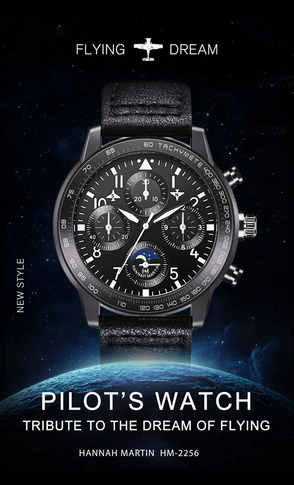 Cheap Chinese Whole Big Pilot Series Black Leather Sport Multifunction Quartz Men Wristwatches Original Wrist Watches For Men