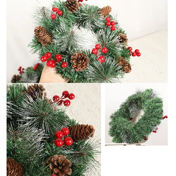 

Artificial Christmas Door Wreath Garland Holly Decorations Pine Cones Christmas And New Year Ornaments