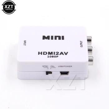 

HDMI TO AV Scaler Adapter HD Video Composite Converter Box HDMI to RCA AV/CVSB L/R Video 1080P Mini HDMI2AV Support NTSC PAL New