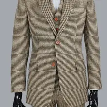 Мужские костюмы Slim Fit 3 шт Хаундстут смокинги для свадьбы жениха Бизнес Рабочая одежда