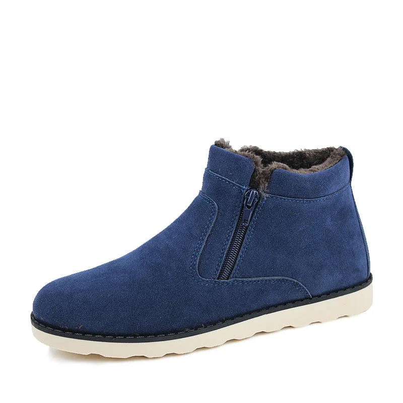 Кожаные мужские ботильоны; удобные мужские кожаные ботинки; обувь с высоким берцем; Уличная Повседневная мужская зимняя бархатная теплая обувь - Цвет: blue1
