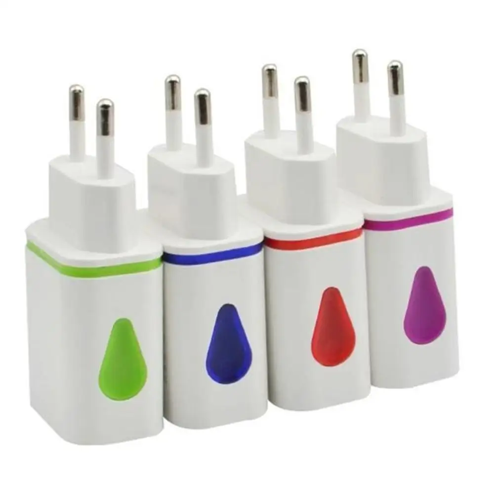 

Multi-colorful Power AC/DC Adapters 2 USB Port LED Light-emitting Charger 2.1A 5V Travel USB Charger For Phone Pad xiaomi huawei