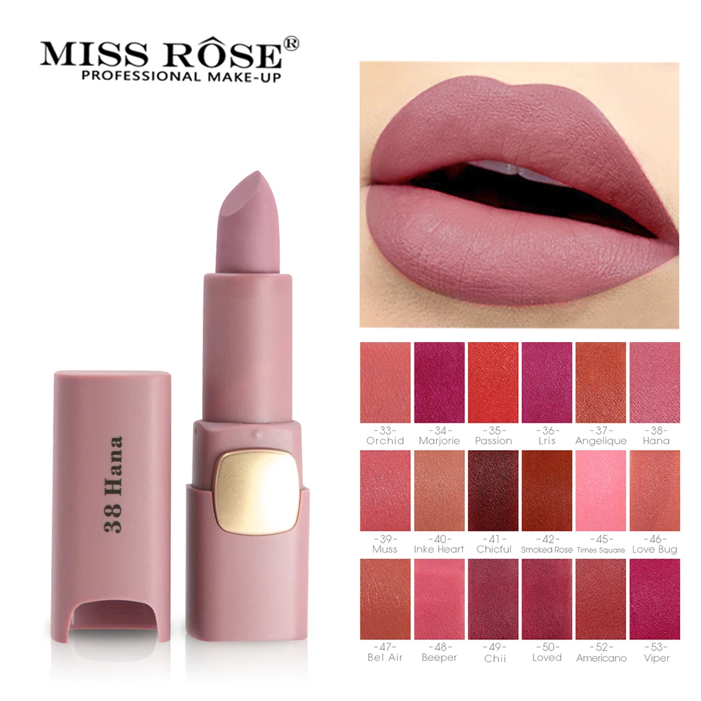 MISS ROSE Brand New Moisturizing 17 Colors Matte Lipstick Sexy Red Lips Nude Lipstick Matte Cosmetics Lip Stick Makeup