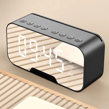 

Wireless bluetooth speaker,outdoor portable bluetooth speaker with clock, mobile phone holder speaker, LCD mirror,FM Radio