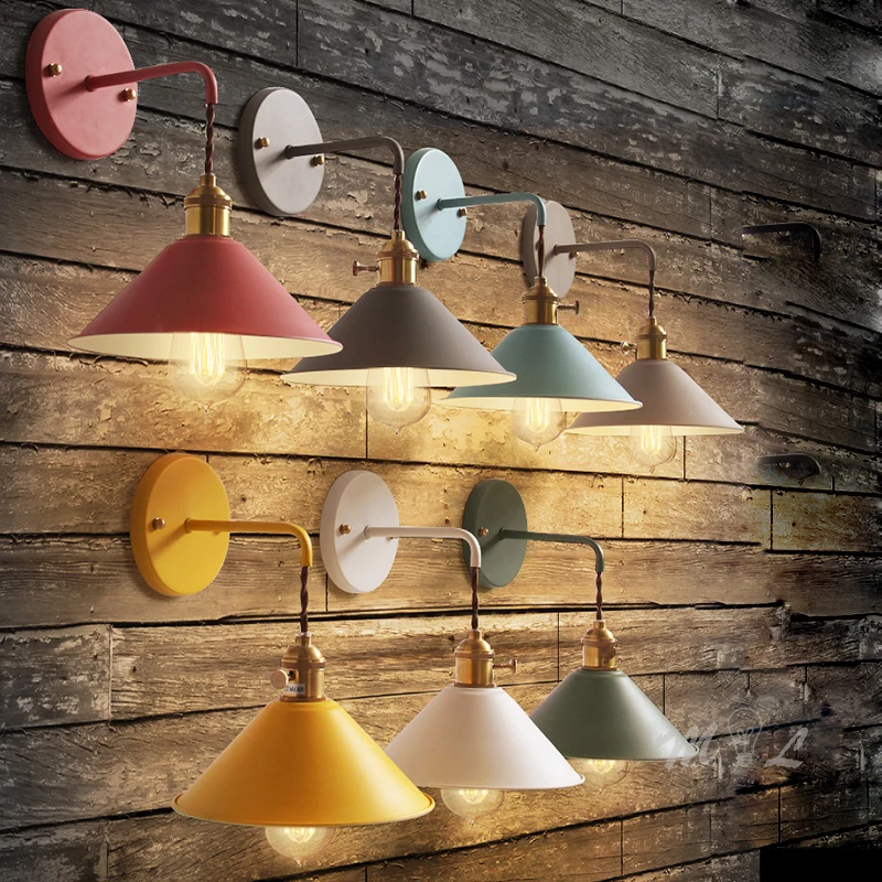 

Wall modern wall lamp + E27 wall lamp (bedroom accessories) simple iron washer (mirror) lamp