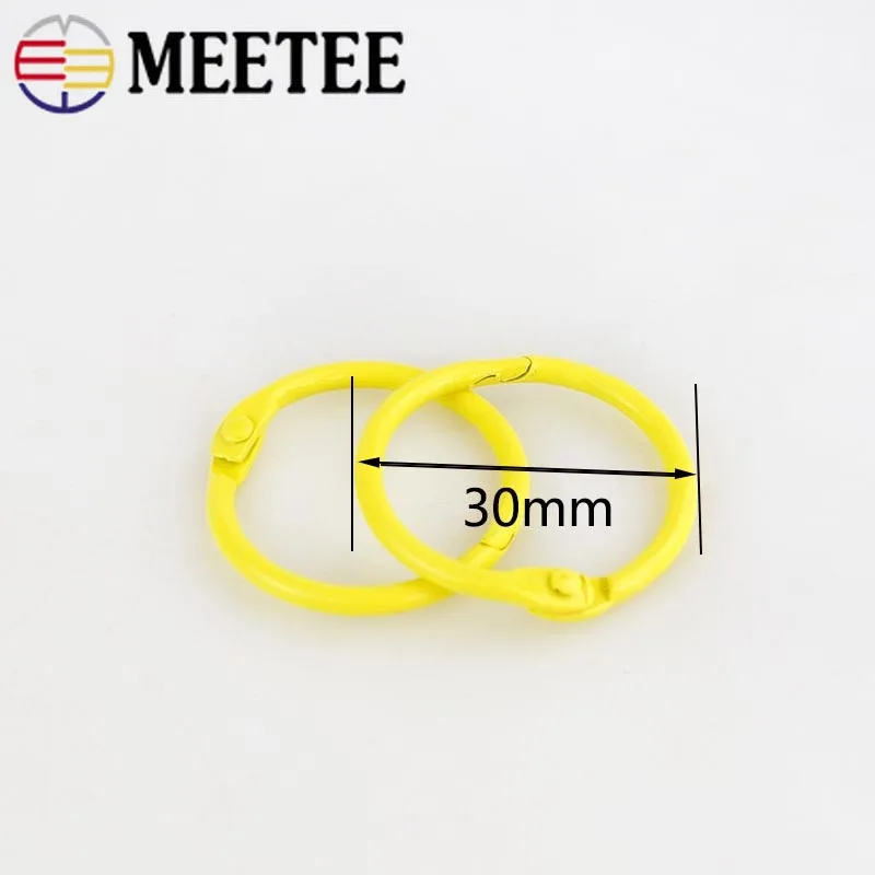 Meetee 30 шт. 30/45 мм красочные металлические открывающиеся круглые кольца пряжки для