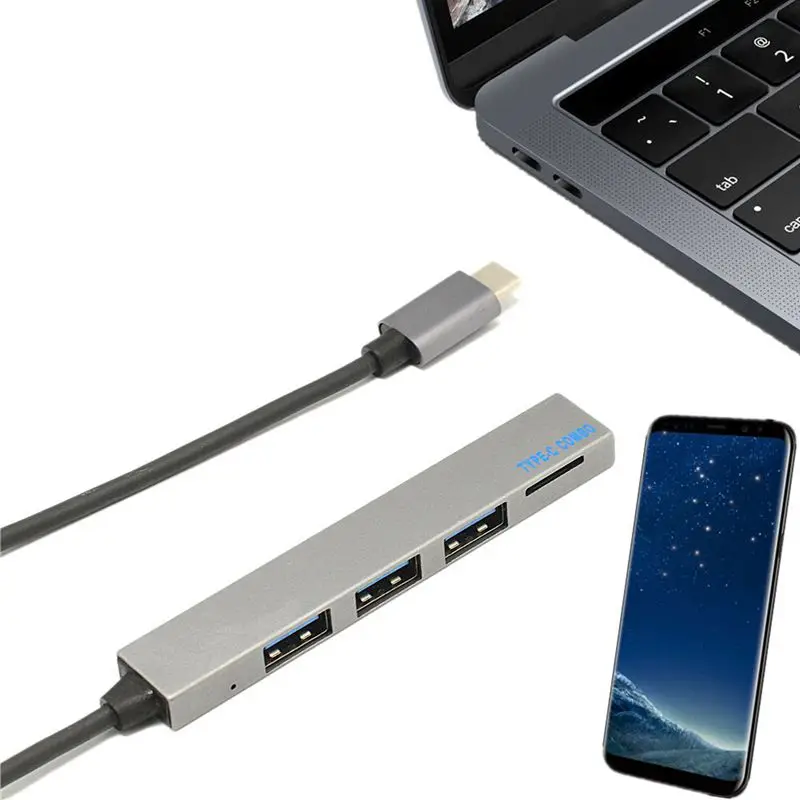 4 в 1 USB концентратор type-C USB-C TF слот адаптер с 3 USB 3,1 порт для Macbook Pro