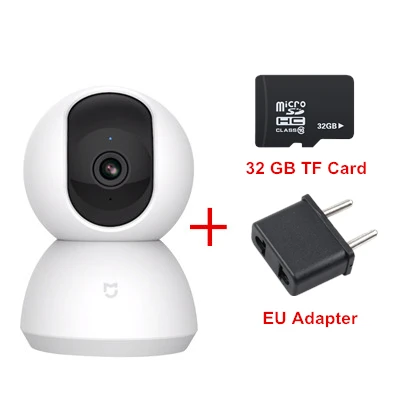 Newest Xiaomi Mijia Mi Smart Cam Cradle Head Version 1080P HD 360 Degree Night Vision Webcam IP Camcorder WIFI App Control - Цвет: EU Adapter And 32GB