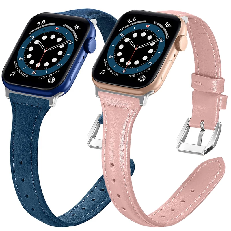 

Genuine Leather Loop Strap for Apple Watch Band 40/41mm 44mm 38mm 42/45mm WatchBand bracelet Correa iwatch Series 7 SE 6 5 4 3