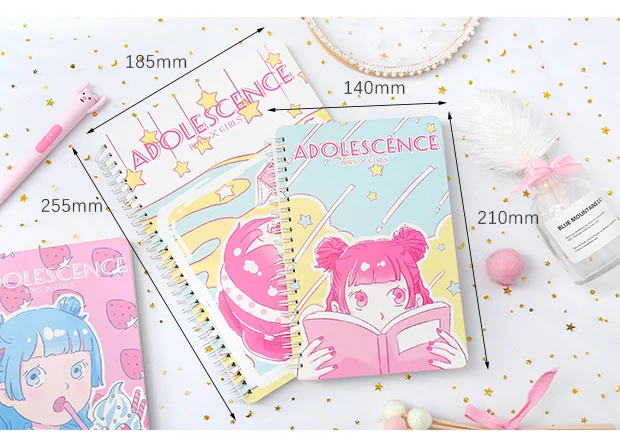 Kawaii 2 книги блокнот катушки пара памяти иллюстрация Памятка домашняя работа студенческие подарочные канцелярские принадлежности дневник пуля